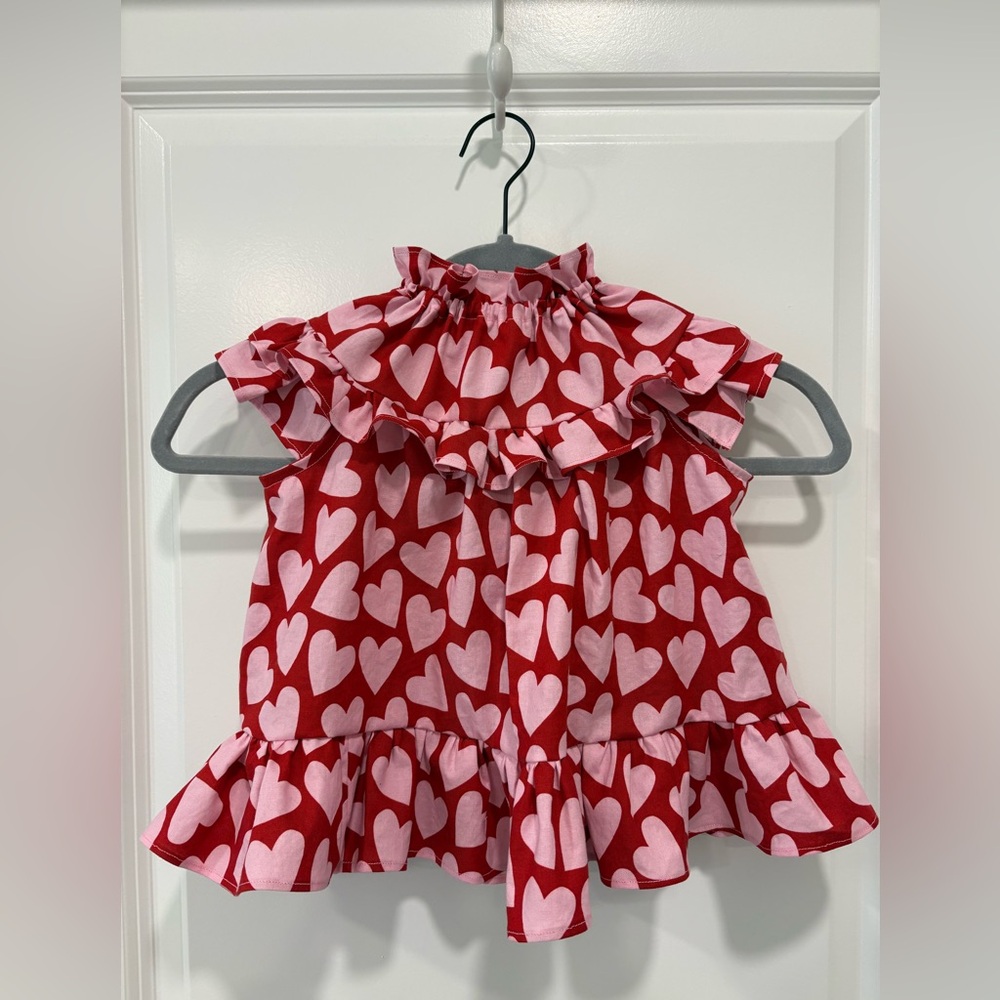 Handmade vintage style ruffle dress and bloomers | Toddler Valentines Outfit